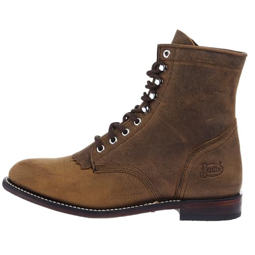 Justin Boot Company Men's Brown Water Buffalo 7in Lace Up Roper2