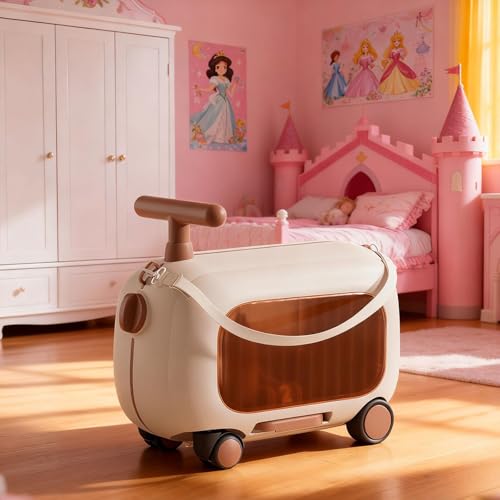 Valise cabine enfant avec siège intégré marron par Qianly - 5