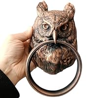 Anatolica Large Owl Door Knocker, 8.5 inches, Solid Brass, Heavy 2.9lb, Unlacquered Finish
