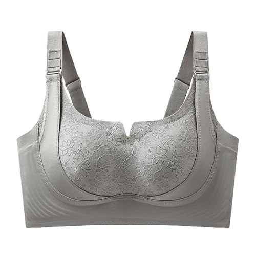 Push Up Bras for Womens Seamless Comfort Lifting Anti-Sagging Bralettes Seniors Supportive Bra for Sagging Breasts Full Coverage Custom Bust Shaping Bra Summer 2026 Spring Breathable Lingerie Grey 36