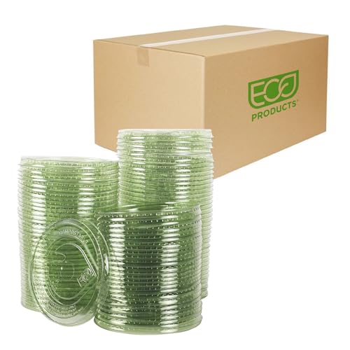 ECO PRODUCTS Tapas planas de plástico compostable, caja de 1000, ...