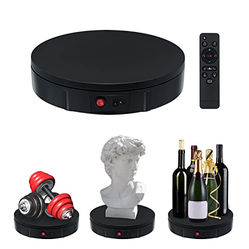 Mcbazel Mesa giratoria eléctrica para fotografía, Base giratoria eléctrica de 360 Grados, 100KG Plato Giratorio para fotografía, grabación de vídeo, presentaciones de Joyas - 30cm/11.8Inch（Negro）