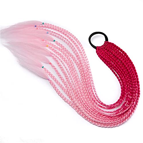 SHISI National Style Braided Ponytail, Women Colored Headwear Hair Color Gradient Braided Ponytail Wig Extension Hair Dirty Wig(35)
