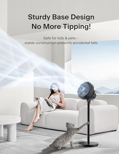 PELONIS 7-Inch Pedestal Air Circulator, Oscillation Fan, 3 Speeds, Adjustable Height (Tabletop/Standing Fan), 75°+90° Oscillation, 5-Blade Quiet Pedestal Fan for Bedroom, Office, Home