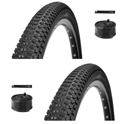 WHEELO Mountain Bike Tires Set: 2-Pack 20x1.95 inch Folding Replacement High-Performance Wear-Resistant Bicycle Tires and Pair Inner Tubes with Tire Levers for MTB Off-Road Bike