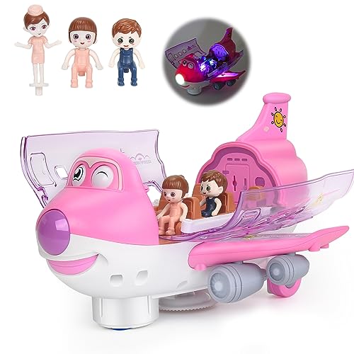 Finetoknow Juguete de avión eléctrico para acrobacias para niños con efectos de luz, regalo súper truco, modelo de simulación de aviones de pasajeros, avión eléctrico giratorio de 360 grados para
