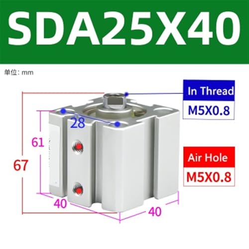 Vérin pneumatique SDA25-40 pour système de serrage industriel