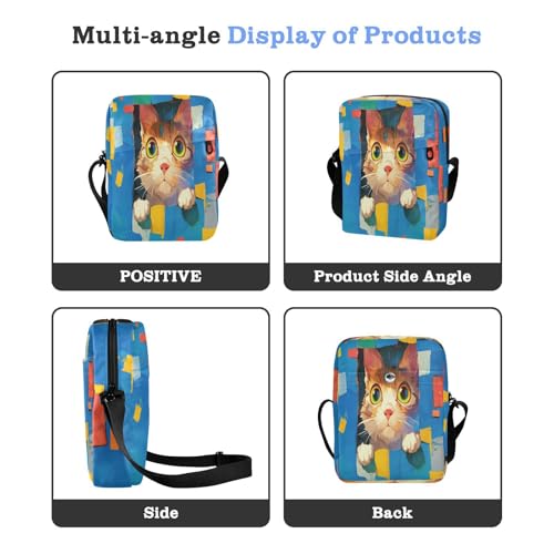 messenger bag shoulder bag crossbody Womens Fashion Purses Adjustable Strap for School School- Funny Catbrightly Colored Illustration4