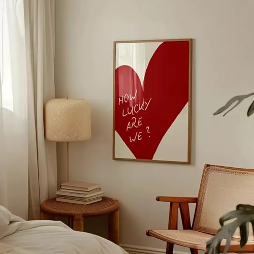Toile Red Love Heart How Lucky Are We l'expression visuelle de votre bonheur quotidien
