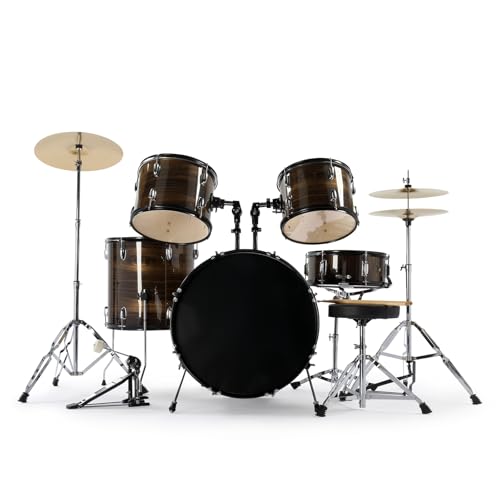 GODECOR 22 Inch Complete Adult Drum Set, 5-Piece, Wood Color