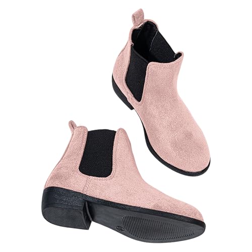 rismart Girl Faux Suede Chelsea Boot Ankle High Kid Winter Bootie Shoes4