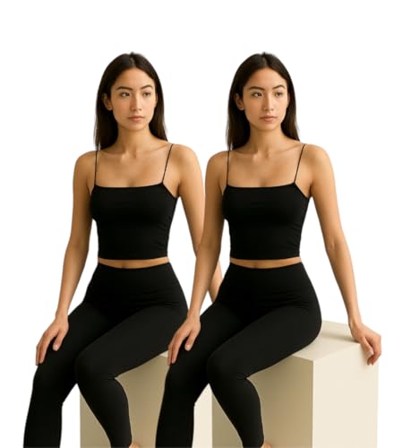 Image of Women's Seamless Long Crop Top Combo | Lightly Padded Smooth Stretchable Camisole Bra for Daily Comfort & Support | Pack of 2