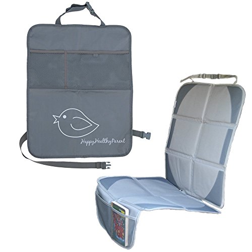 Child Car Seat Protector and Kick Mat Organizer (Single, Gray)