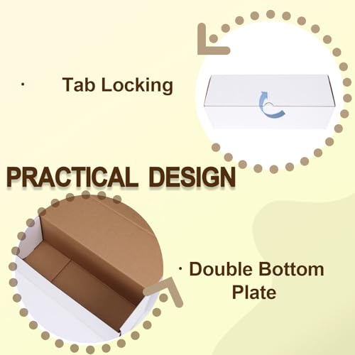 Image of WIFTREY 12x4x4 inches Shipping Boxes Pack of 20, White Corrugated Cardboard Box 12 inchL x 4 inchW x 4 inchH for Shipping, Packaging, Moving, Mailing