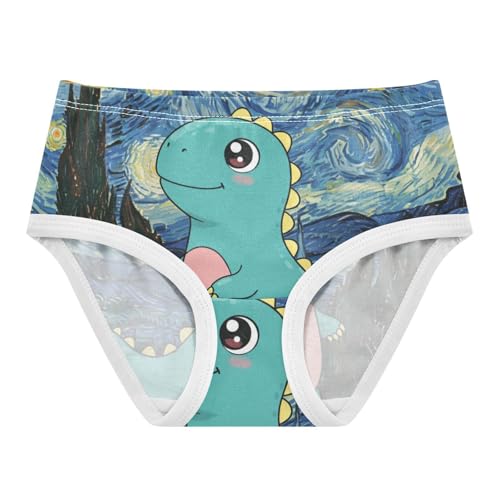 Cute Dino Starry Night Toddler Girls Underwear, Kids Underwear Girls, 2T–8 Years