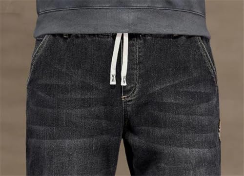 Men Plus Size Jeans Loose Straight High Elasticity Father Trousers2