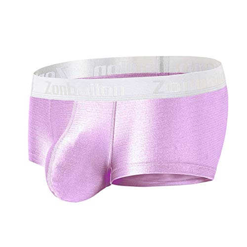 Sexy Men's Underwear for Sex Big Pouch Tagless Ice Silk Bulge Enhancing Boxer Briefs Underpants Pack Purple XXL 2XL Plus Size 44 46