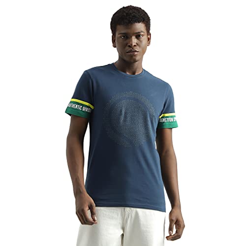 Image of UNITED COLORS OF BENETTON Men's Cotton Printed Regular Fit T-Shirt