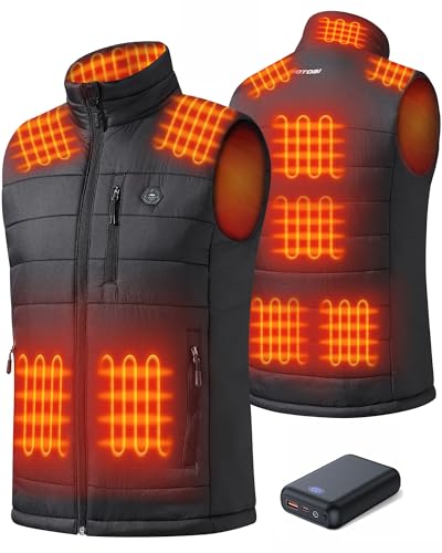 GOTOBI Gilet Chauffant Polaire homme Avec Batterie 16000mah 7,4v Incluse, 9 Zones De Veste Chauffante, Gilet Chauffant Electrique Avec 3 TempéRatures RéGlables Pour Le Travail En ExtéRieur