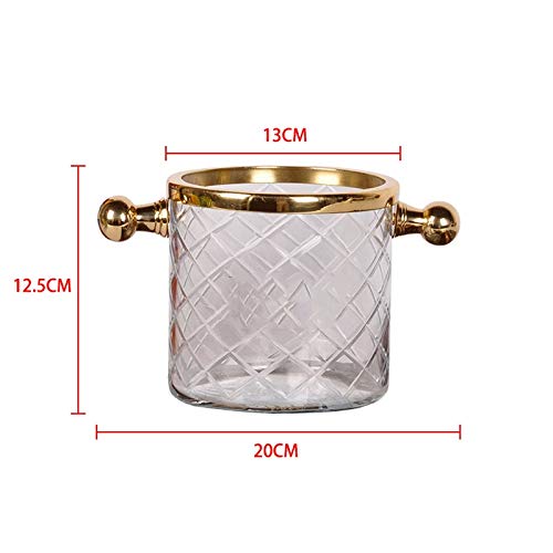 Cubo de hielo claro con 2 manijas y pinzas de acero inoxidable 3