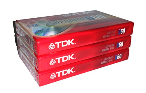 TDK Superior Normal Bias D60 IEC I/Type I for Everyday Recording Audio Cassette Tapes - 3 Pack