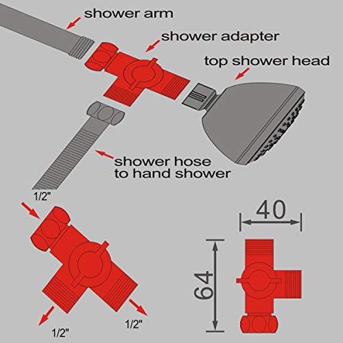 Bleiou G1/2" 3-Way Universal Bathroom Shower Arm Diverter Brass Valve Universal Showering Components for Hand Shower