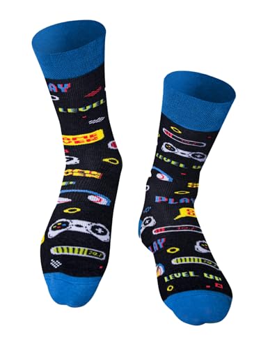 Happy Words Witzige Socken Herren und Damen - Weihnachtssocken Größe 35-40/41-46 - Lustige Socks Weihnachten mit Motiv - Baumwollsocken Bunt für Geschenke - Verschiedene Muster