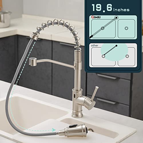 Image of GIMILI Smart Touchless Kitchen Sink Faucet with Pull Down Sprayer, Motion Sensor Activated Hands-Free Single Handle Kitchen Faucet Brushed Nickel