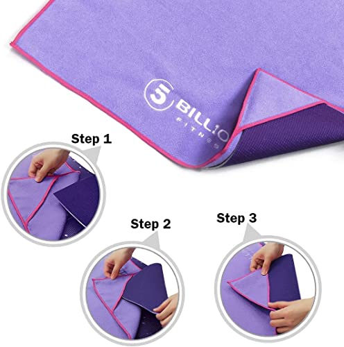 5BILLION FITNESS Yoga Towel Mat 24x72" Carry Bag (Purple) - Image 3
