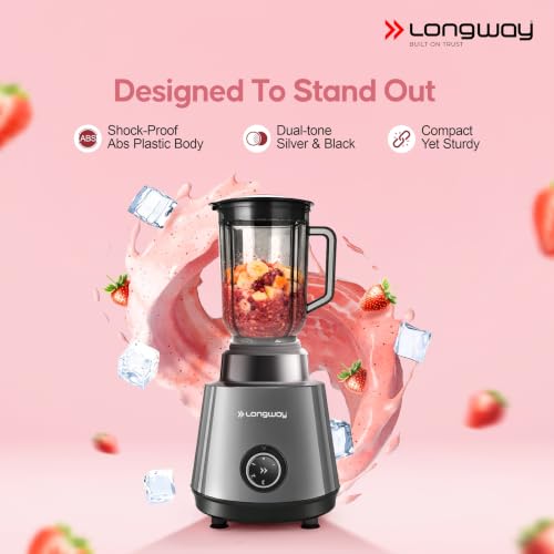 Image of Longway Super Pro Juicer Mixer Grinder | Up to 750W Max Output Powerful Motor | 4 Jars for Grinding, Mixing, Juicing | 2 Years Warranty (Silver & Black)