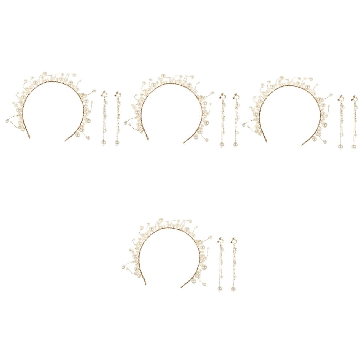 FRCOLOR 4 Juegos diadema nupcial diademas novia pendientes novia pendientes pendientes delicados tiara joyas novia con aretes diadema de novia decoración boda venda Decorar