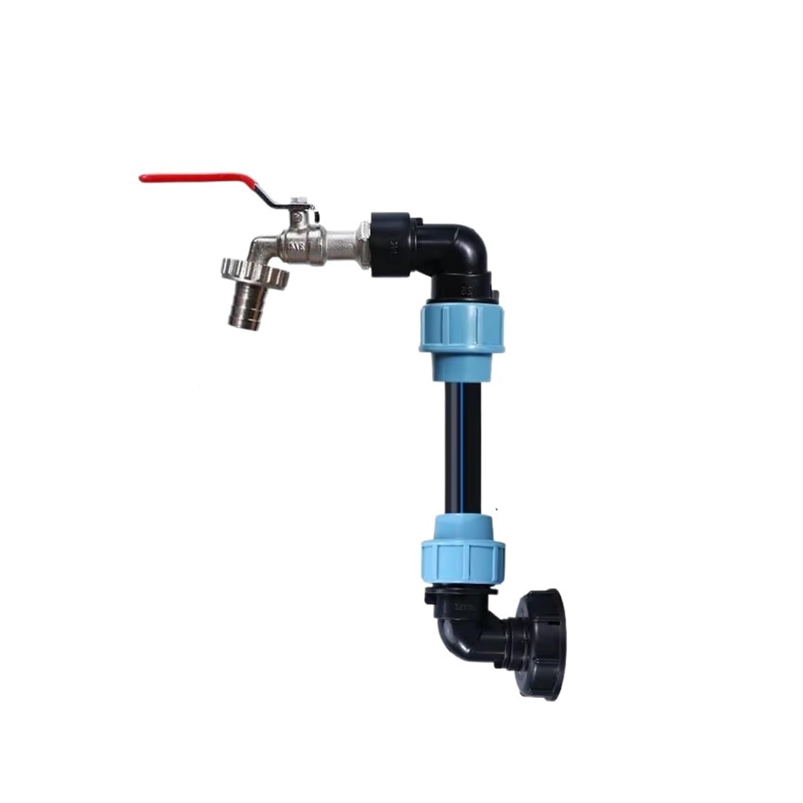 Adapter kranu do zbiornika Gwintowany kran z 1 rurką i 2 zakrzywionymi złączami Złącze wody do nawadniania ogrodu domowego 40a(1-2 B)