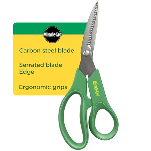 Miracle-Gro 8 in. All-Purpose Steel Garden Utility Shears with Serrated Blades &ndash; Comfort Grip Yard...