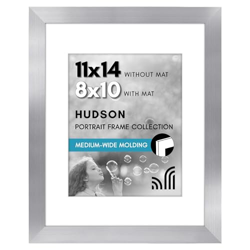 Americanflat 11x14 Picture Frame - Matted to 8x11 - Silver