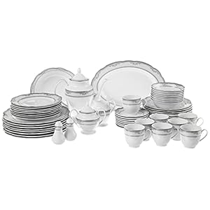 Lorenzo Import Victoria 57-Piece Wavy Porcelain Dinnerware Set
