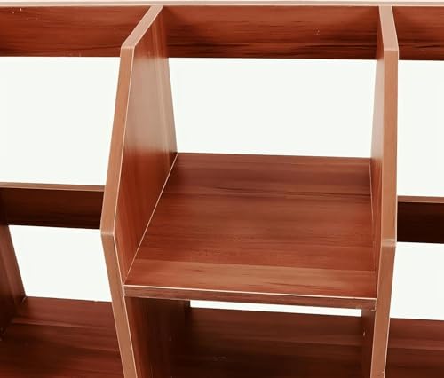 Image of Table Top Bookshelf - Countertop Bookcase with 4 Shelves, DIY Engineered Wood Multipurpose Storage Organizer Table Shelf Book Rack for Home Study Room (Wood Accent)