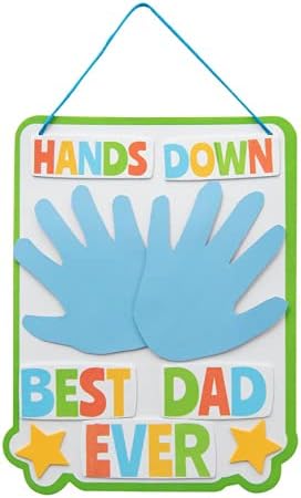 Fun Express Fathers Day Handprint Kit - Best Dad Ever Gifts for Kids Art Frame Craft | Family Handprint Sign Makes 12 | Dad Picture Frame with Pre-Cut Pieces & Easy Instructions for Classroom