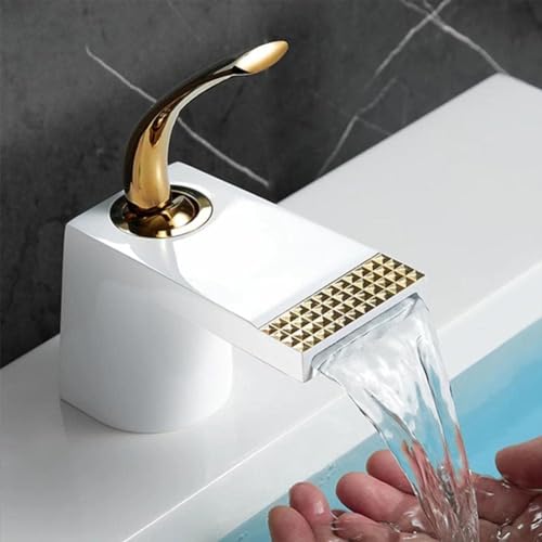 Robinet cascade salle de bain mitigeur levier unique laiton évier eau chaude froide - 6
