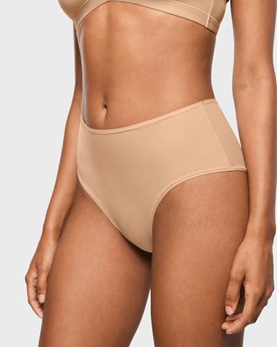 Image of INLYRIC Women's Inbarely Soft Full Briefs - Mid Waist Underwear Breathable Stretch Tagless Ladies Panties 3 Pack