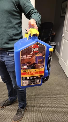 Image of SureCan 1.8L Type II Safety Kerosene Container is the Can for Work, Home and Play, Has a Flexible Rotating Spout, Self-Ventilating, E Easy to Use, Blue