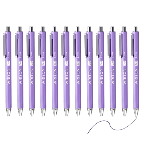 Bolígrafos retráctiles de gel Writon 0.7mm tinta morada 12 pzas