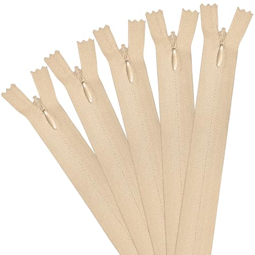 5Pcs Invisible Zip 40cm/16 Inch Zip Nylon Zips for Sewing Concealed Invisible Zipper for Tailor Sewing Accessories Pillows Cushions Skirts Pants Clothes Bags (Beige)