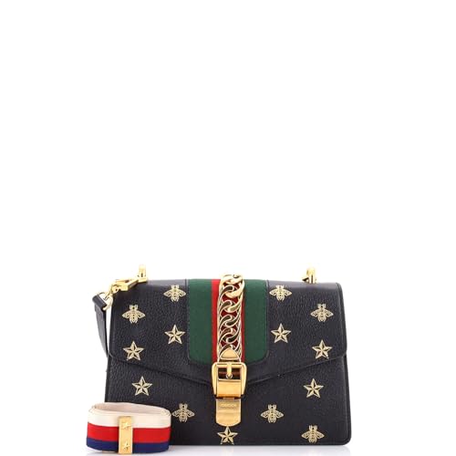 Pre-Loved Sylvie Shoulder Bag Printed Leather Small, Black2