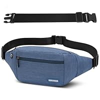 GERIINEER Sac Banane Homme Femme Ville De Sécurité pour Voyage Ou Outdoor Sport, Sacoche Banane de Sport Ceinture de Course avec Ceinture allongée de 30 cm (Bleu Clair)