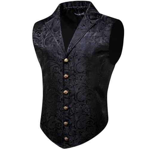 Barry.Wang Mens Victorian Suit Vest Paisley Steampunk Gothic Waistcoat Retro Lapel Collar Formal Tuxedo Vests Prom Wedding