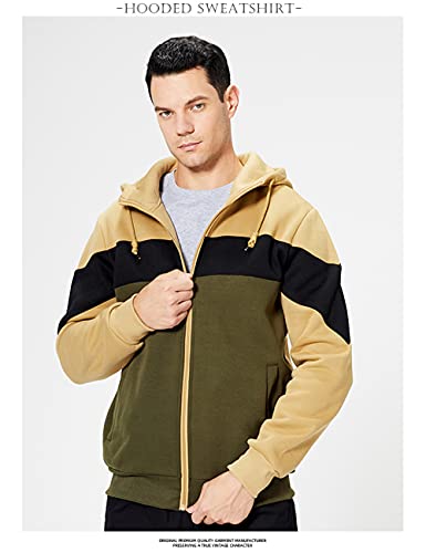 Image of DUOFIER Men's Hoodies Zip Front Sweatshirt Color Blocking Hooded
