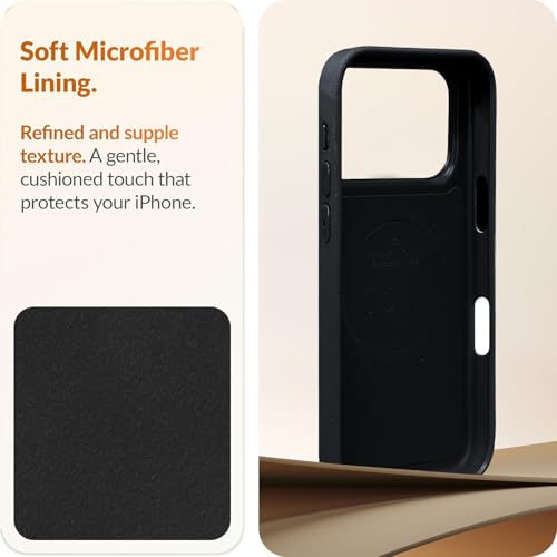 Image of DIZORO Leather Case for iPhone 17 Pro Max, Men Women Luxury Elegant Slim Business PU Cover Soft Non-Slip Grip Shockproof Anti-Scratch Protective Back Cover Black Orange