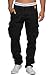 Produktbild Indicode Herren William Cargohose aus Baumwolle m. 7 Taschen inkl. Gürtel | Lange Regular Fit Cargo Hose Baumwollhose Freizeithose Wanderhose Trekkinghose Outdoorhose für Männer Black S