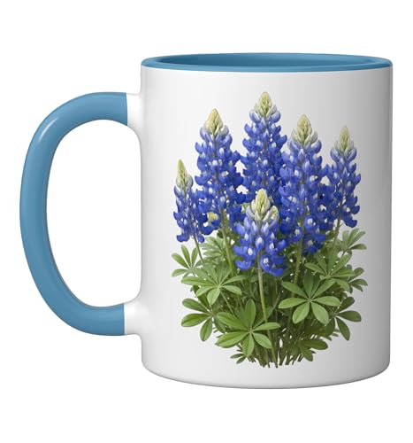 Taza de Cerámica con Ilustración de Flor Azul miniatura 1
