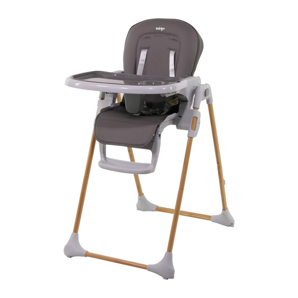 Seggiolone Pappa Evolutivo Per Bambini 6-36 Mesi, Regolabile E Pieghevole Con Ruote - Beige